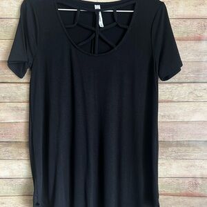 Zenana Outfitters Black Crisscross Back Tee